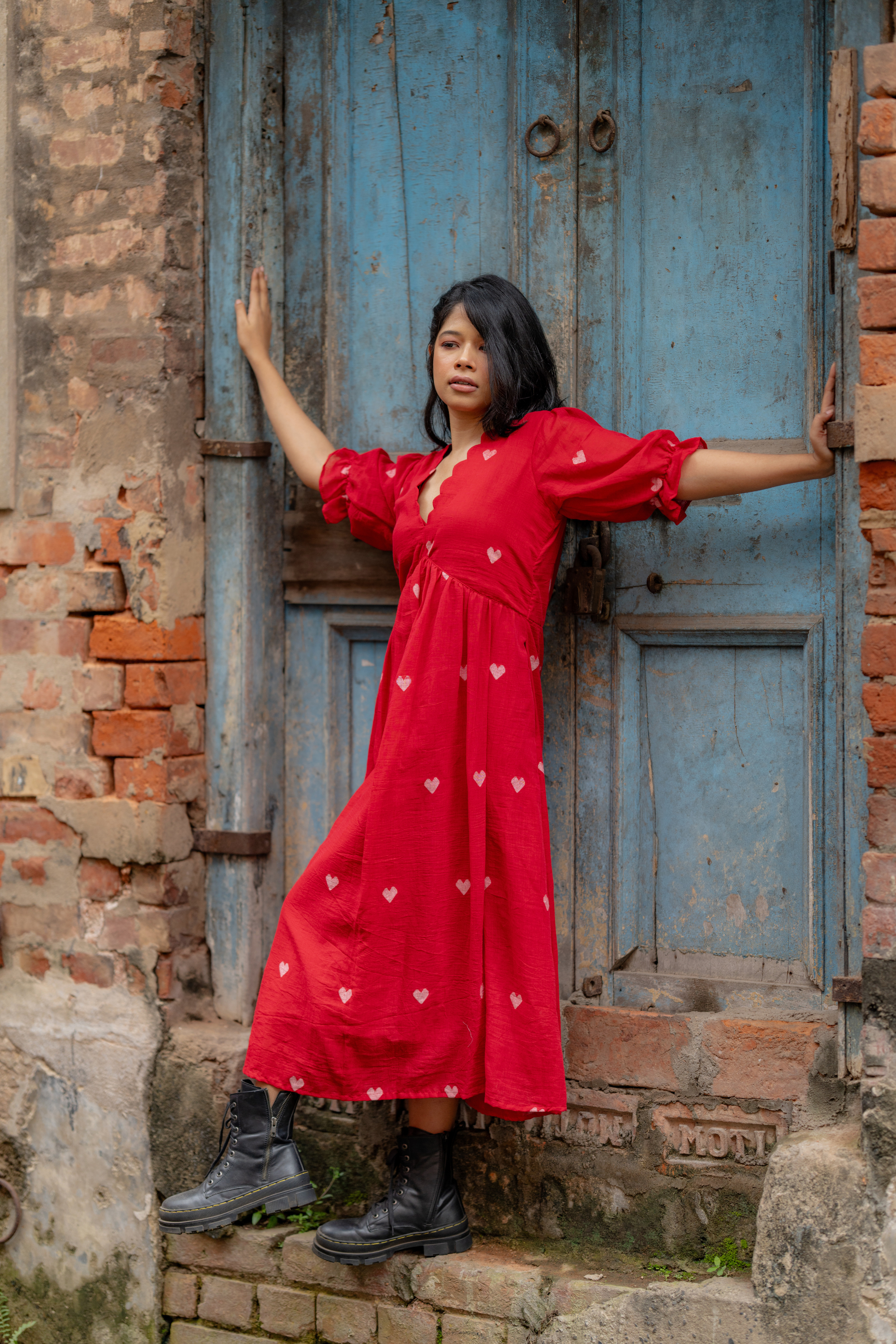 Crimson Heartflow Dress: The Playful Romance of Everyday Style